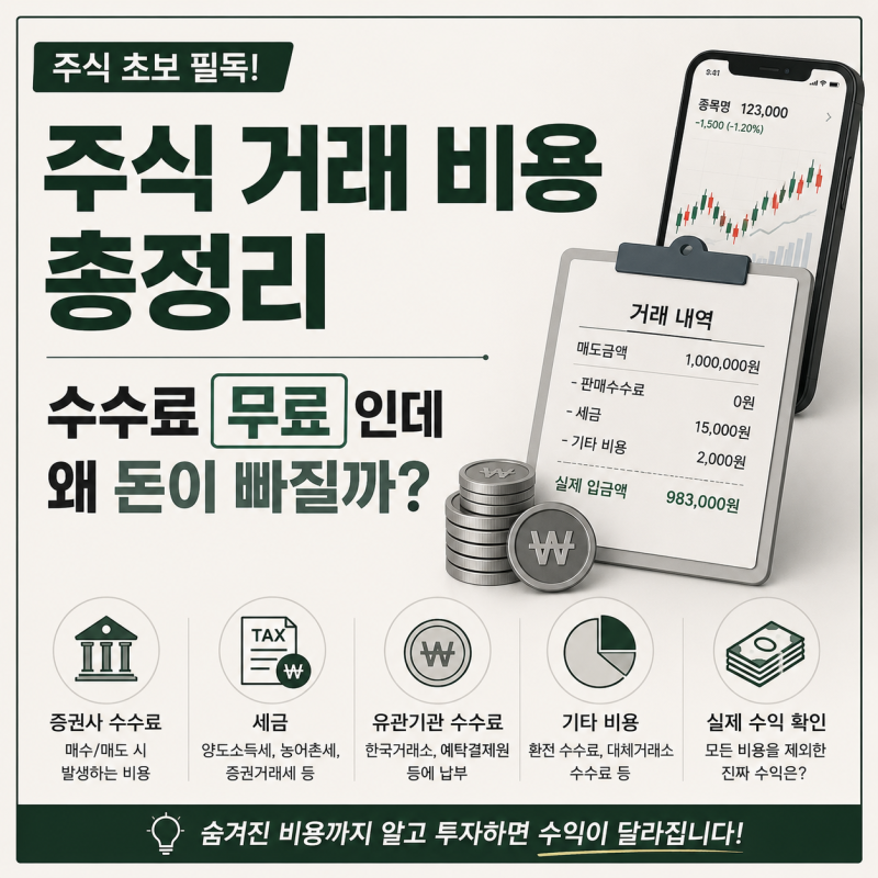 주식 거래 비용 총정리 — 수수료 무료인데 왜 돈이 빠질까