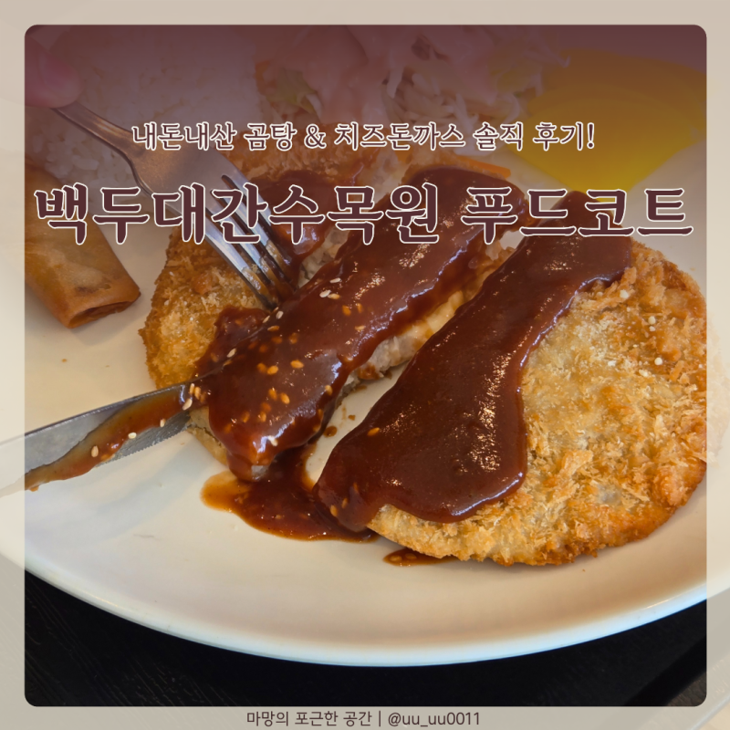 백두대간수목원 푸드코트 메뉴 가격 돈까스 곰탕 후기