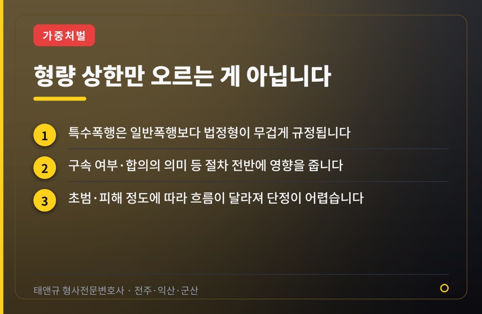 전주변호사가 짚어주는 특수폭행, 일반폭행과 다른 가중처벌의 구조