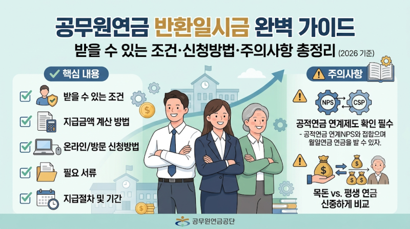공무원연금 반환일시금이란? 받을 수 있는 조건·신청방법 총정리 (2026)
