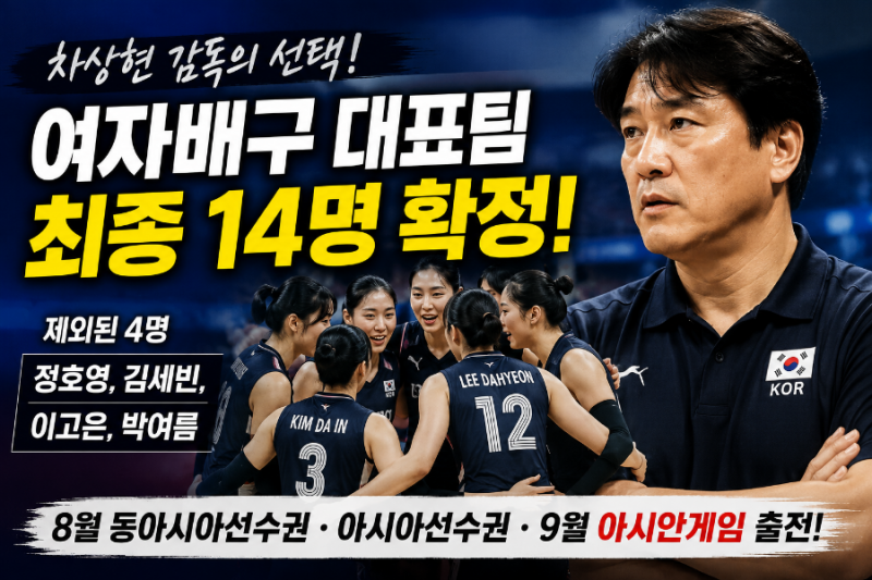 차상현 감독, 여자배구 대표팀 최종 14명 확정… 이 명단을 보면 감독 생각이 보입니다