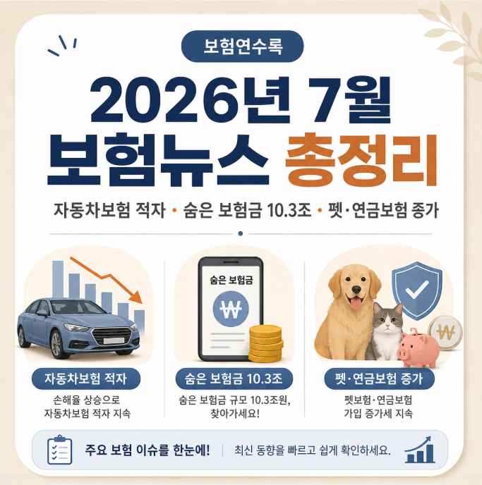 2026년 7월 보험뉴스 총정리자동차보험 적자부터 숨은 보험금, 달라진 가입 트렌드까지