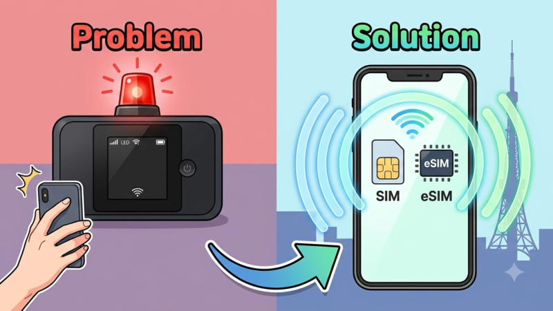 일본 여행 포켓와이파이 eSIM 설정 비교 및 먹통 완벽 대처법