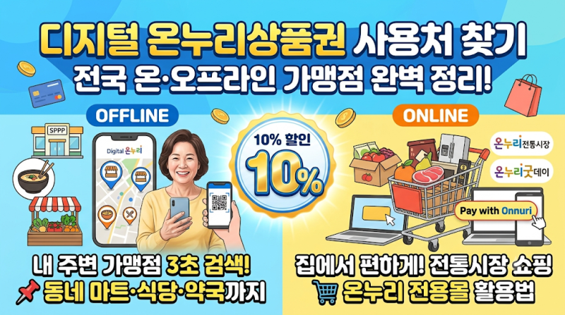 디지털 온누리상품권 사용처 찾기: 온·오프라인 가맹점 검색법 총정리