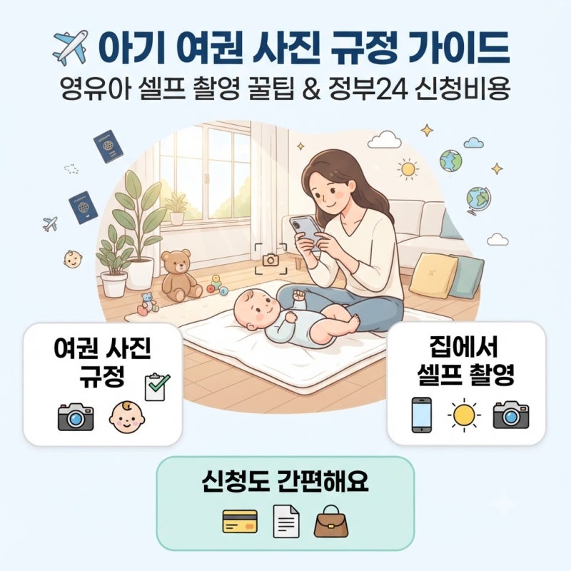 ✈️ 아기 여권 사진 규정 가이드! 영유아 셀프 촬영 꿀팁 및 정부24 온라인 신청 비용 정리