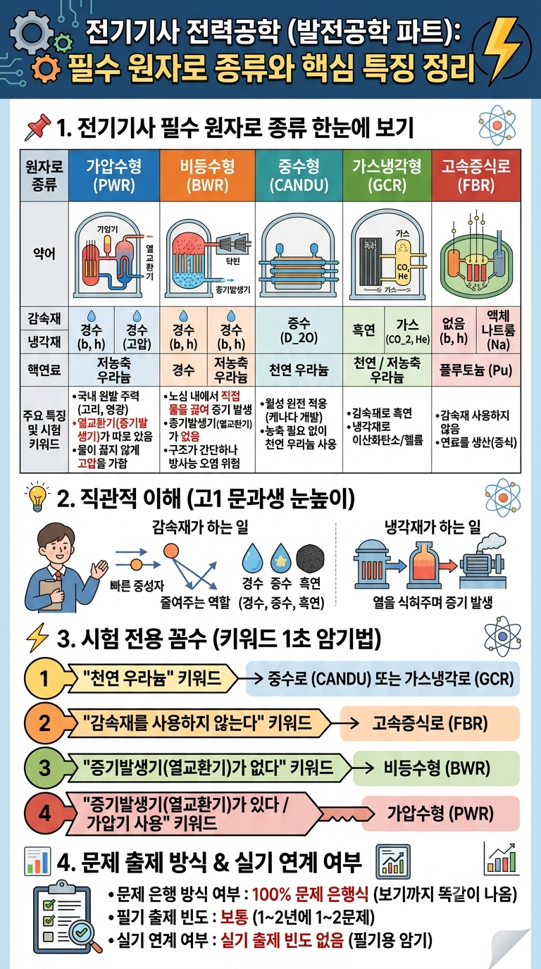 전기기사 전력공학 원자로 종류와 핵심 특징
