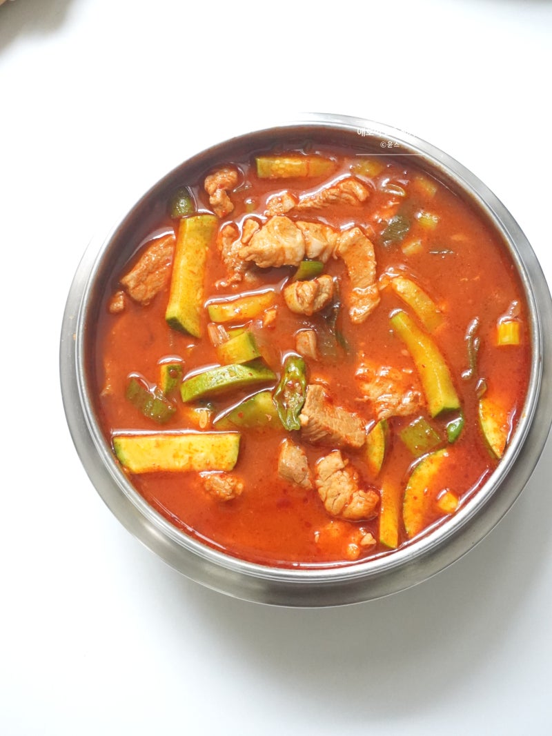 광주 돼지고기 애호박찌개 레시피 고추장찌개 만드는법