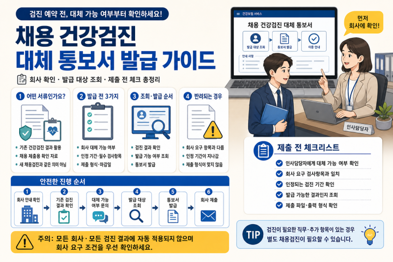 채용 건강검진 대체 통보서 발급 전 확인할 것｜국민건강보험 제출 절차 정리