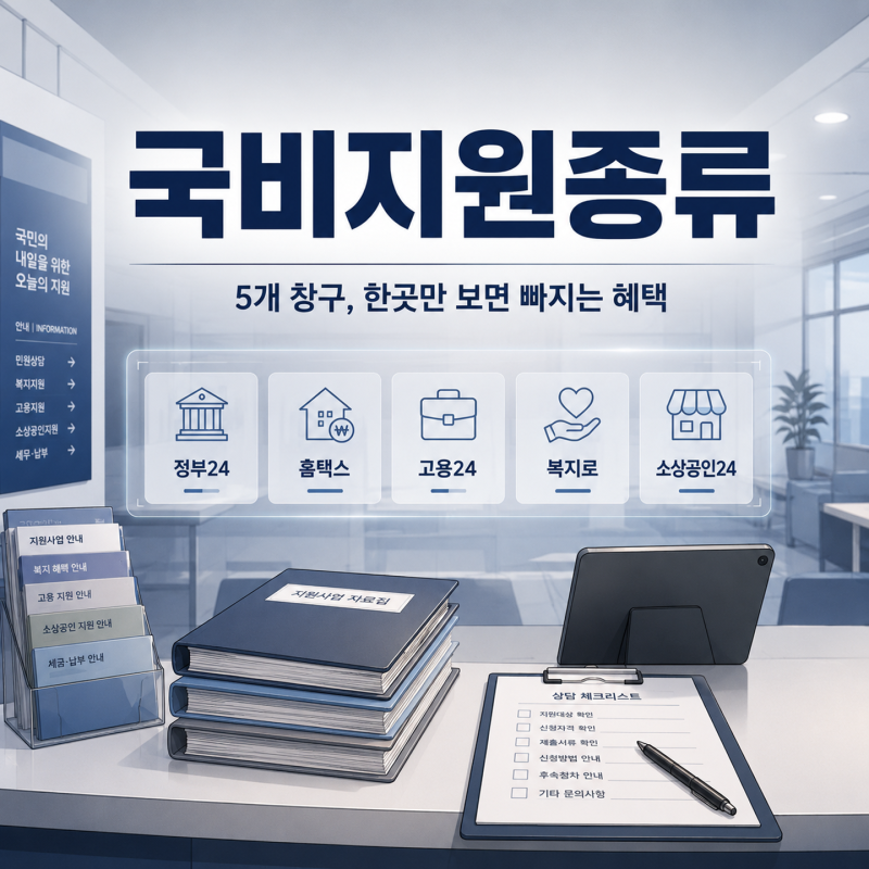 ‘5개 창구’ 국비지원종류, 한곳만 보면 빠지는 혜택