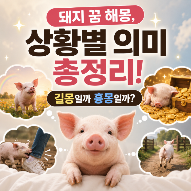 돼지꿈 해몽, 상황별 의미 총정리! 길몽일까 흉몽일까?