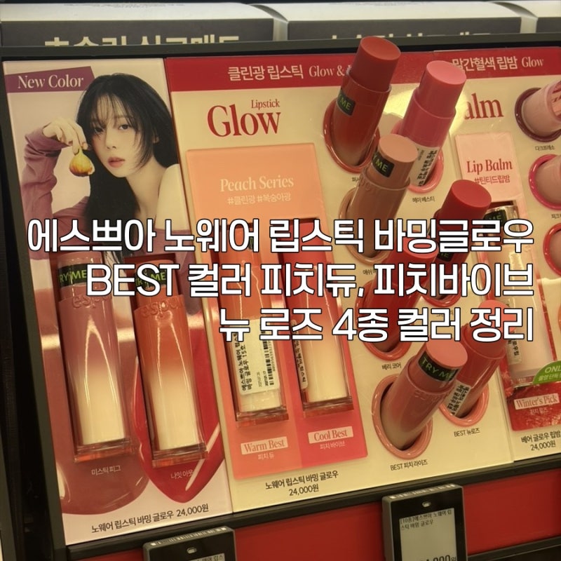 에스쁘아 노웨어 립스틱 바밍글로우 BEST 컬러 피치듀 피치바이브, 뉴 로즈 4종 컬러 정리