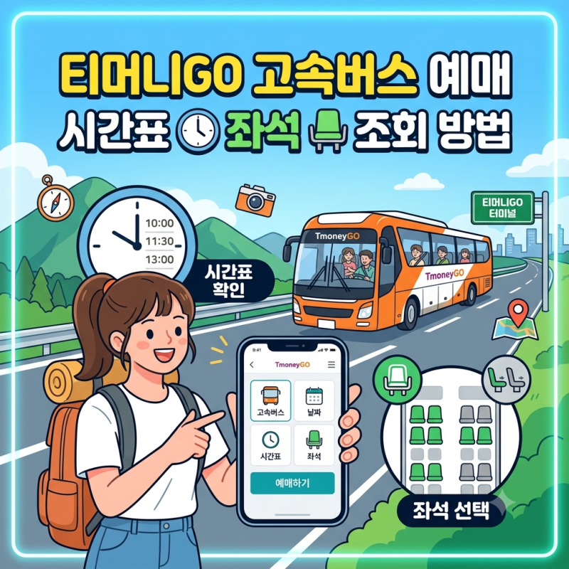티머니GO 고속버스 예매 시간표와 좌석 조회 방법