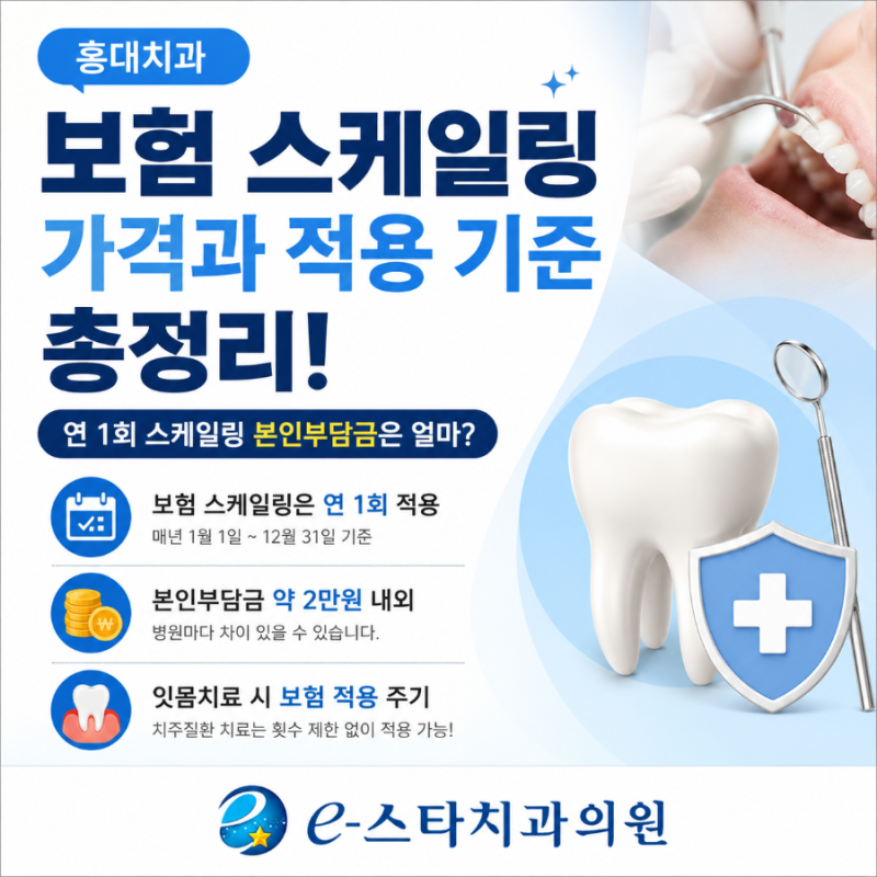 홍대치과｜스케일링 건강보험 총정리! 가격과 잇몸치료시 보험 적용 기준