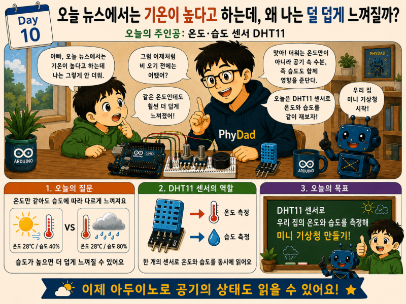 10일차: 우리 집 미니 기상청! 온습도 센서로 '디지털 온도계' 만들기