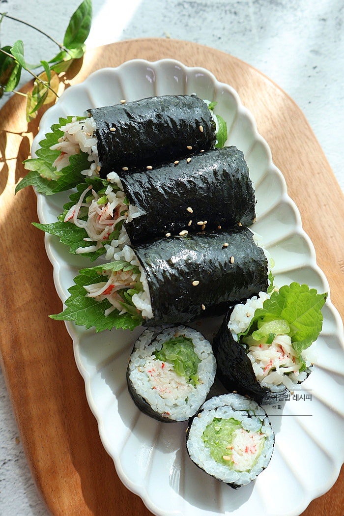 간단 크래미 오이김밥 레시피 김밥 만들기