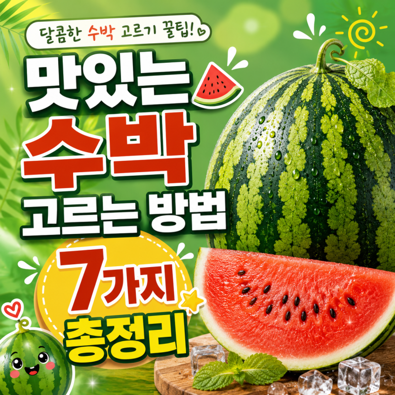 맛있는 수박 고르는 방법 7가지 총정리! 꼭지 배꼽 소리 당도 높은 수박 보관법 및 부작용 주....