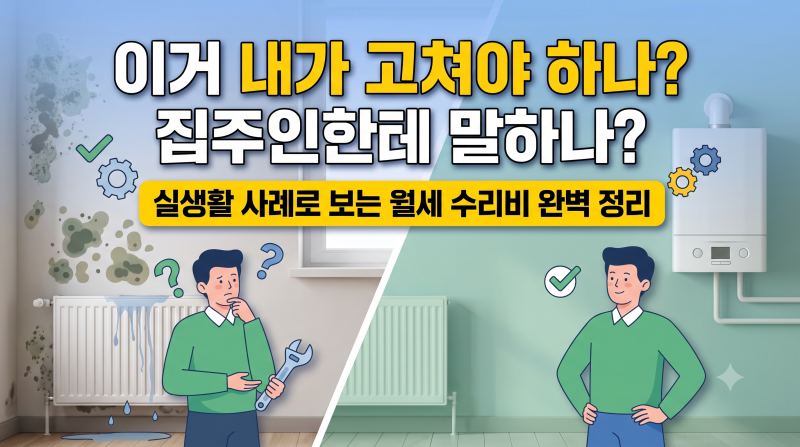 월세 집주인 수리비 부담 범위와 세입자 자가 수리 기준 구체적 완벽 정리