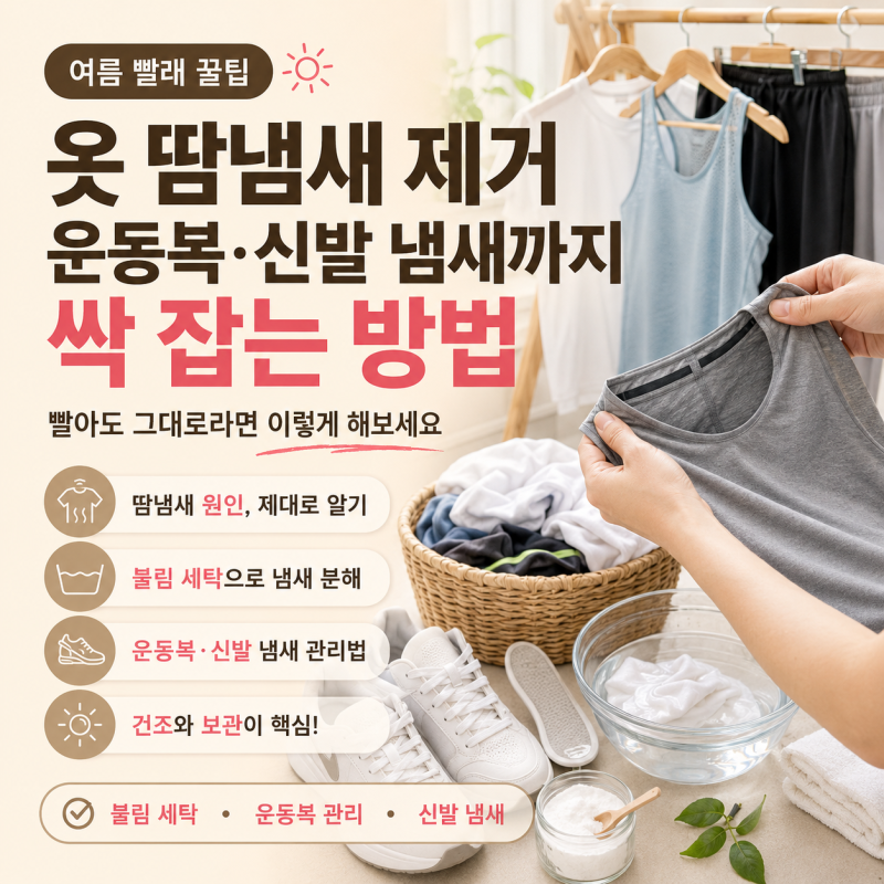 옷 땀냄새 제거 운동복 신발 냄새까지 싹 잡는 방법
