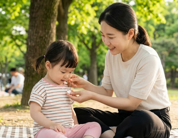엄마들이 가장 많이 찾는 미아방지목걸이! 소재별 특징과 연령별 체인 길이 팁