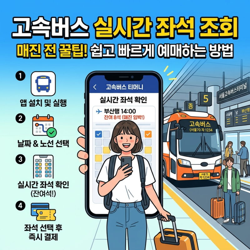 고속버스 실시간 좌석 조회 매진 전 예매하는 방법