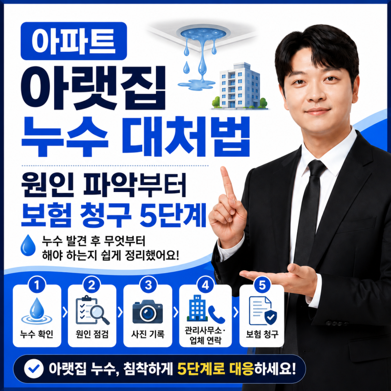아파트 아랫집 누수 대처법 원인 파악부터 보험 청구 5단계