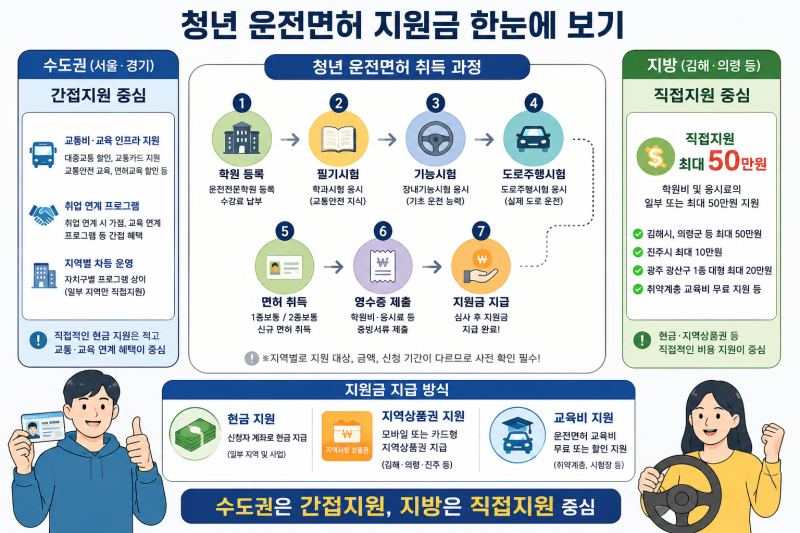 ▶ 청년 운전면허 지원금 최대 50만원, 지역별 대상과 신청방법 총정리