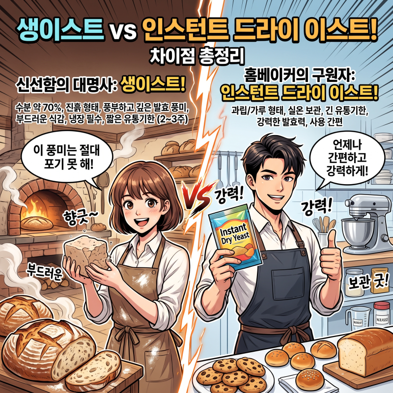 생이스트 드라이 이스트 차이와 대체 비율 인스턴트 드라이 이스트 골드 레드 차이점(이스트....