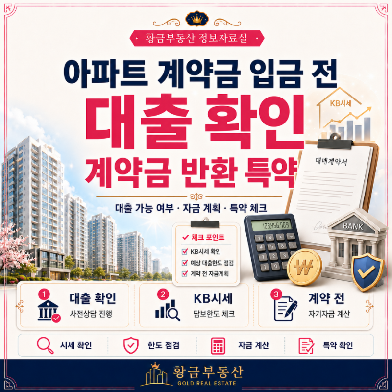 아파트 매매 대출｜계약금 입금 전 확인과 계약금 반환 특약