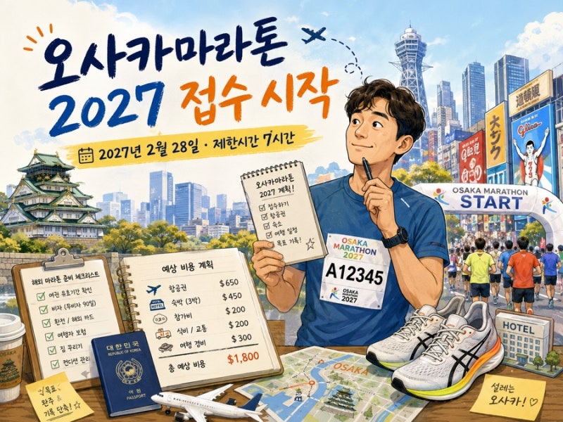 오사카마라톤 2027 접수 시작—참가비·추첨·총예산 계산