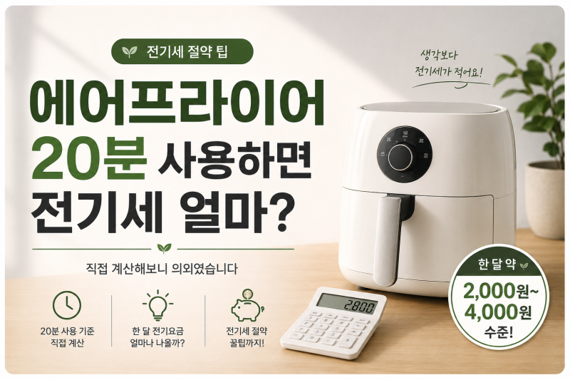 에어프라이어 20분 사용하면 전기세 얼마? 직접 계산해봤습니다