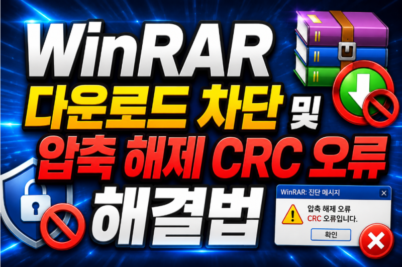 WinRAR 무료 다운로드 차단 및 압축 해제 CRC 오류 해결법
