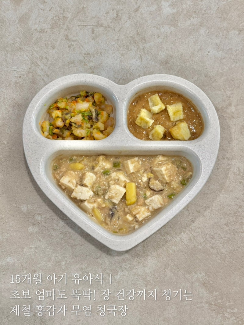 15개월 아기 유아식 | 초보 엄마도 뚝딱! 장 건강까지 챙기는 제철 홍감자 무염 청국장