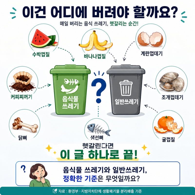음식물 쓰레기 버리는 기준 총정리｜일반쓰레기와 헷갈리는 음식까지 한 번에