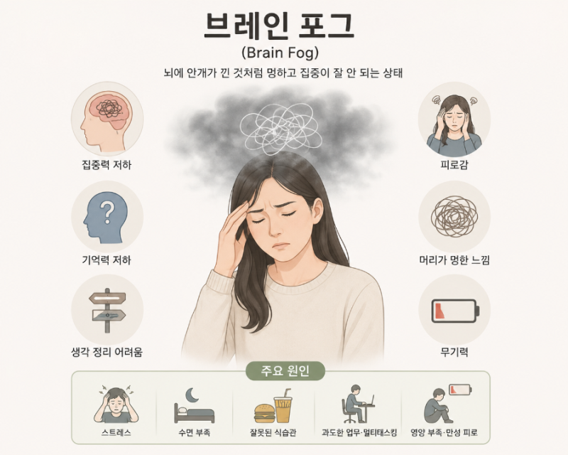 "머리가 멍하고 집중이 안 된다면? 말하려는 단어가 자꾸 생각나지 않는다면?" 머리가 안개가....