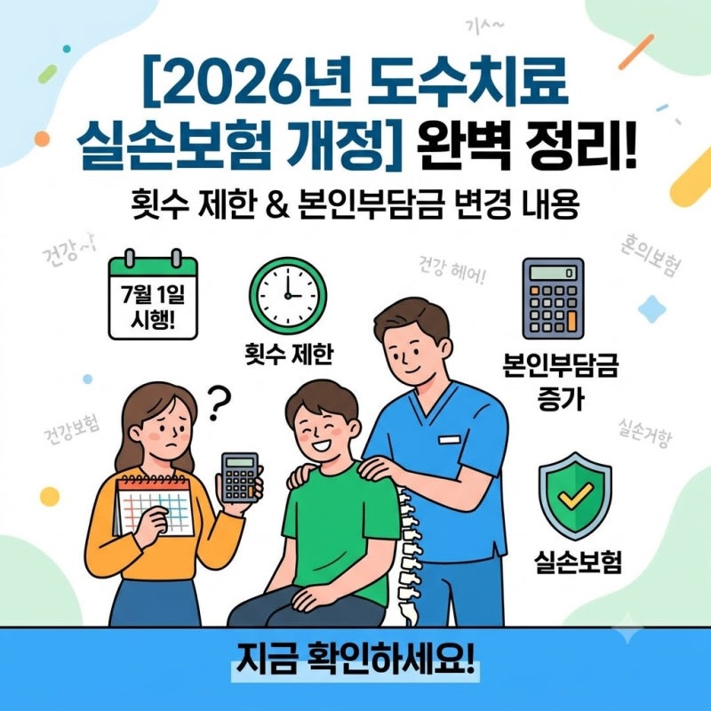 2026년 도수치료 실손보험 개정 완벽 정리!횟수 제한 및 본인부담금 변경 내용