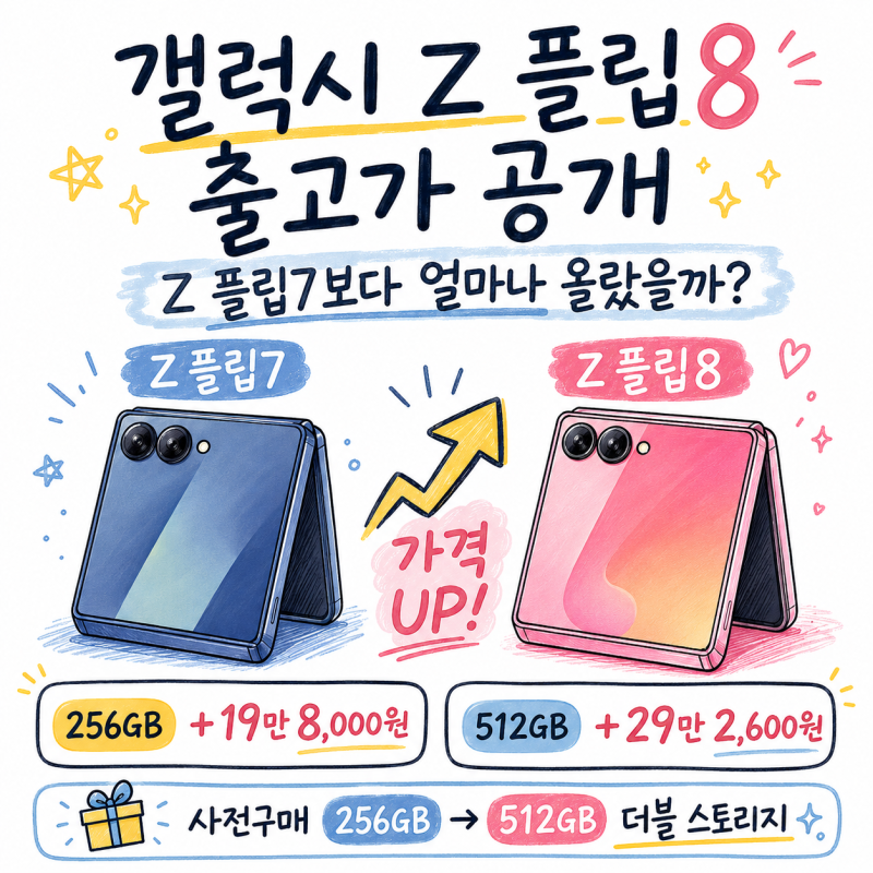 갤럭시 Z 플립8 출고가 공개, Z 플립7보다 얼마나 올랐을까?