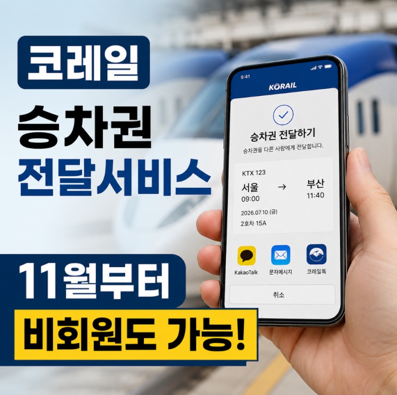 코레일 승차권 전달 서비스 2026년 11월 달라지는 점과 이용 방법 총정리