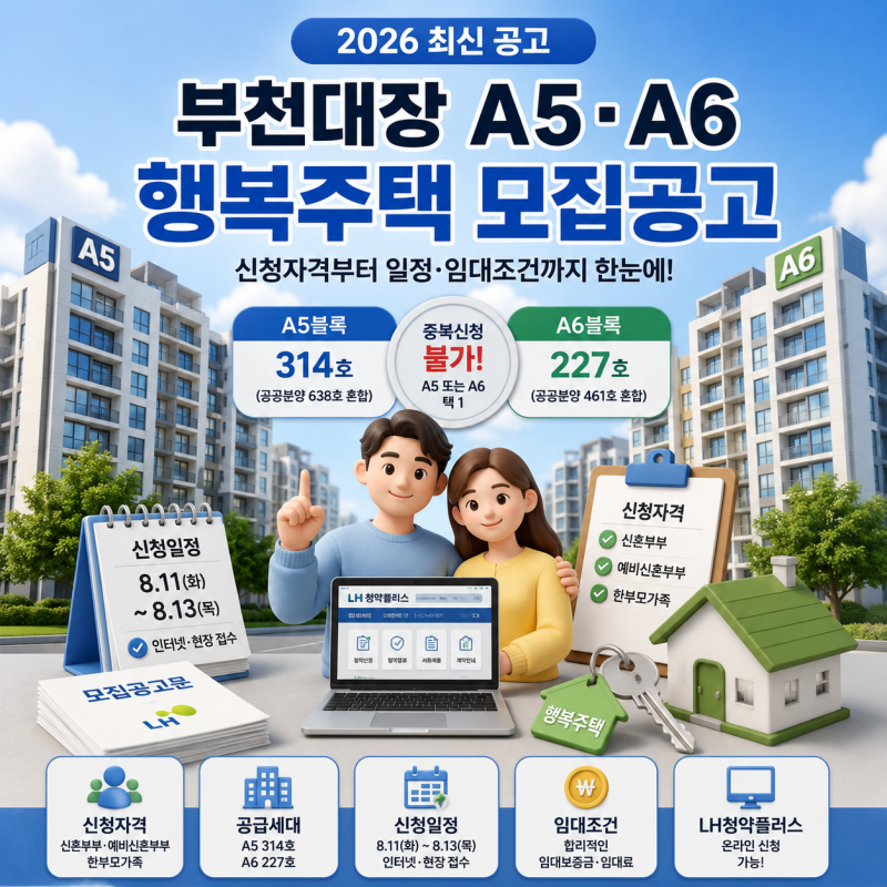 부천대장 행복주택 A5·A6 모집공고 총정리 (2026) 신청자격·일정·임대조건 한눈에