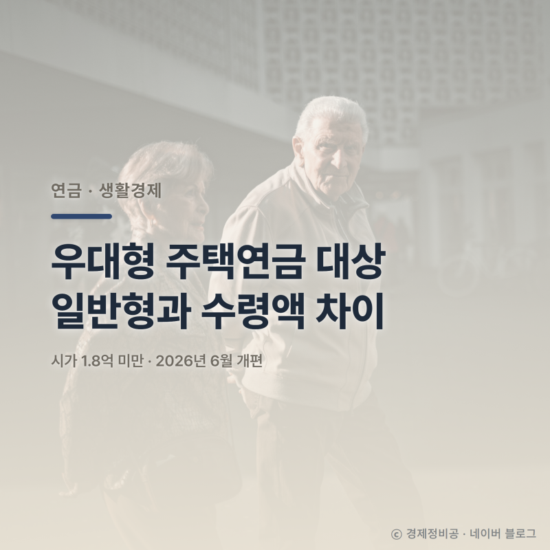 우대형 주택연금 대상 시가 1.8억 미만, 일반형과 수령액 차이