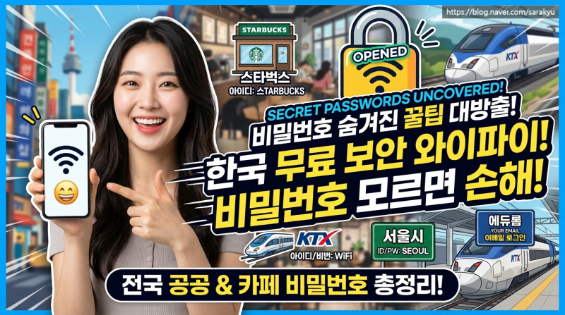 무료 보안 와이파이 연결 방법 (스타벅스, KTX, 서울시, 대학교, 지자체)