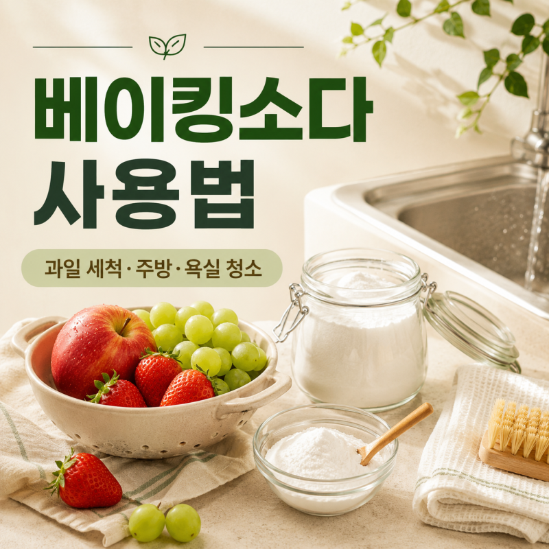 베이킹소다 사용법, 과일 세척부터 주방·욕실 청소까지