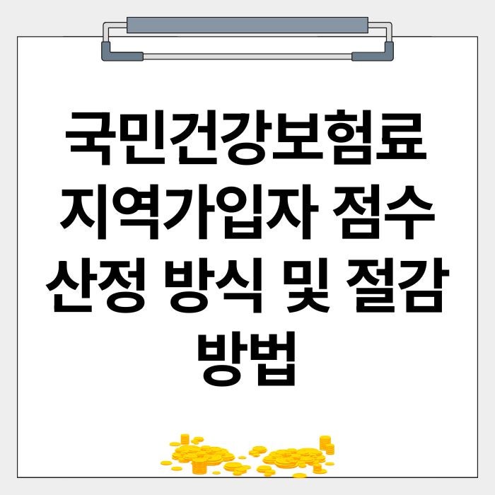 국민건강보험료 지역가입자 점수 산정 방식 및 건보료 절감 방법