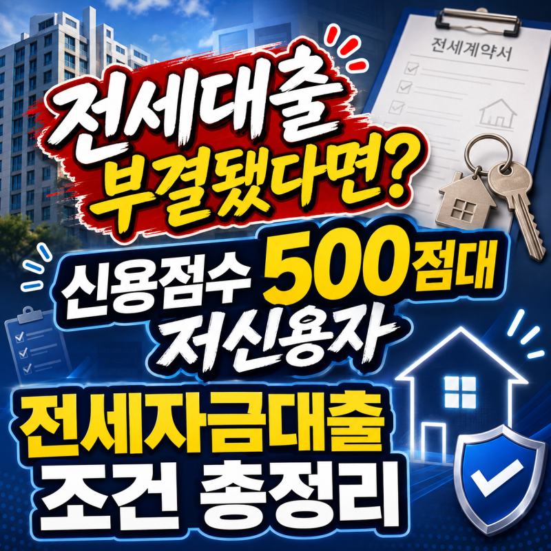 전세대출 부결됐다면? 신용점수 500점대 저신용자 전세자금대출 조건 총정리
