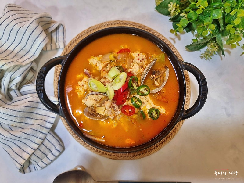 해물 순두부찌개 끓이는법 순두부찌개 양념 바지락 순두부찌개 레시피