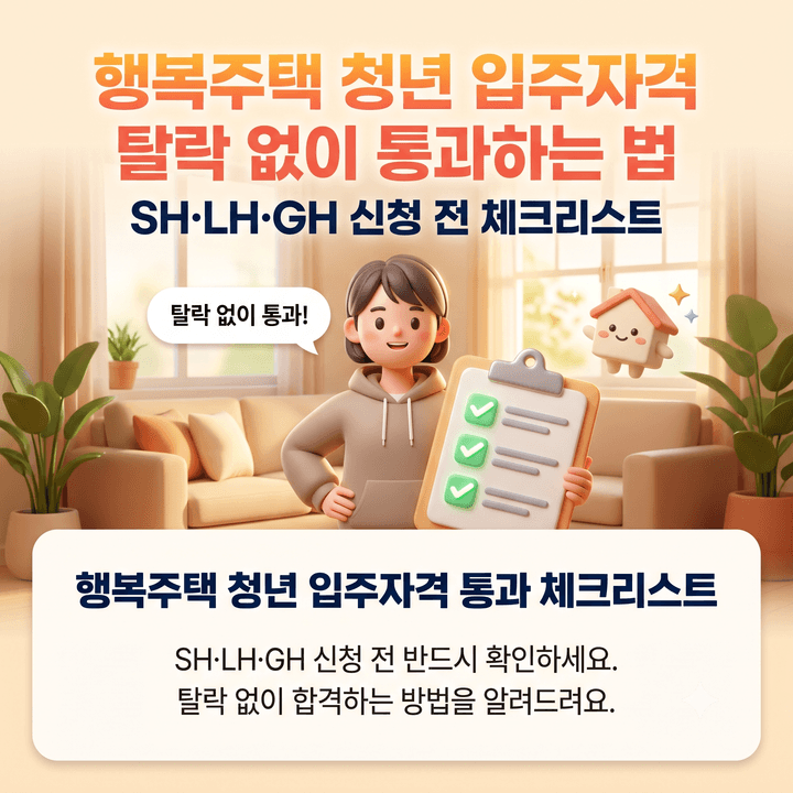 행복주택 청년 입주자격 탈락 없이 통과하는 법, SH·LH·GH 신청 전 꼭 확인할 체크리스트