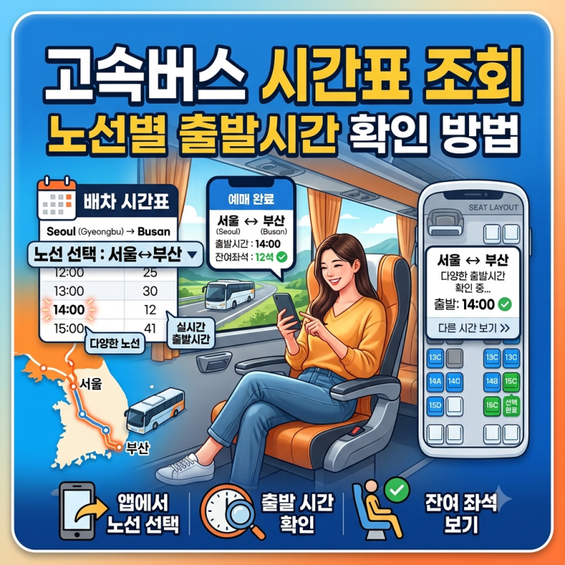 고속버스 시간표 조회 노선별 출발시간 확인 방법