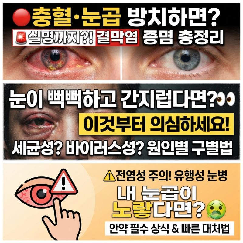 눈 충혈과 눈곱, 방치하면 큰일 납니다! 결막염 초기증상부터 전염성 대처법 총정리