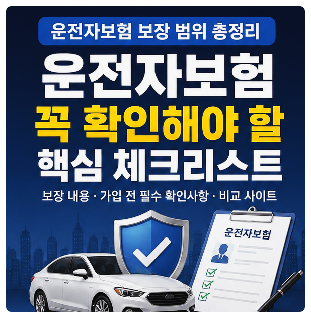 운전자보험 보장 범위 총정리, 가입 전 꼭 확인해야 할 핵심 체크리스트