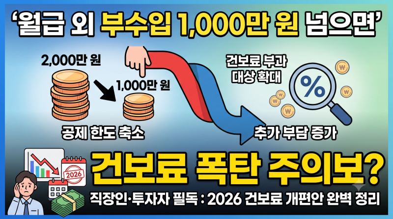 "월급 외 부수입 1000만 원 넘으면 건보료 폭탄?" 2026 건보료 개편안 총정리