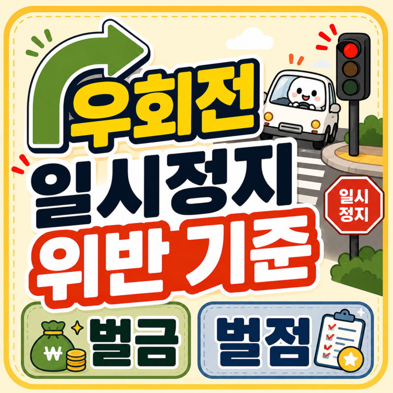 우회전 일시정지 위반 기준, 명확하게 정리해 드립니다. (+벌금, 벌점)